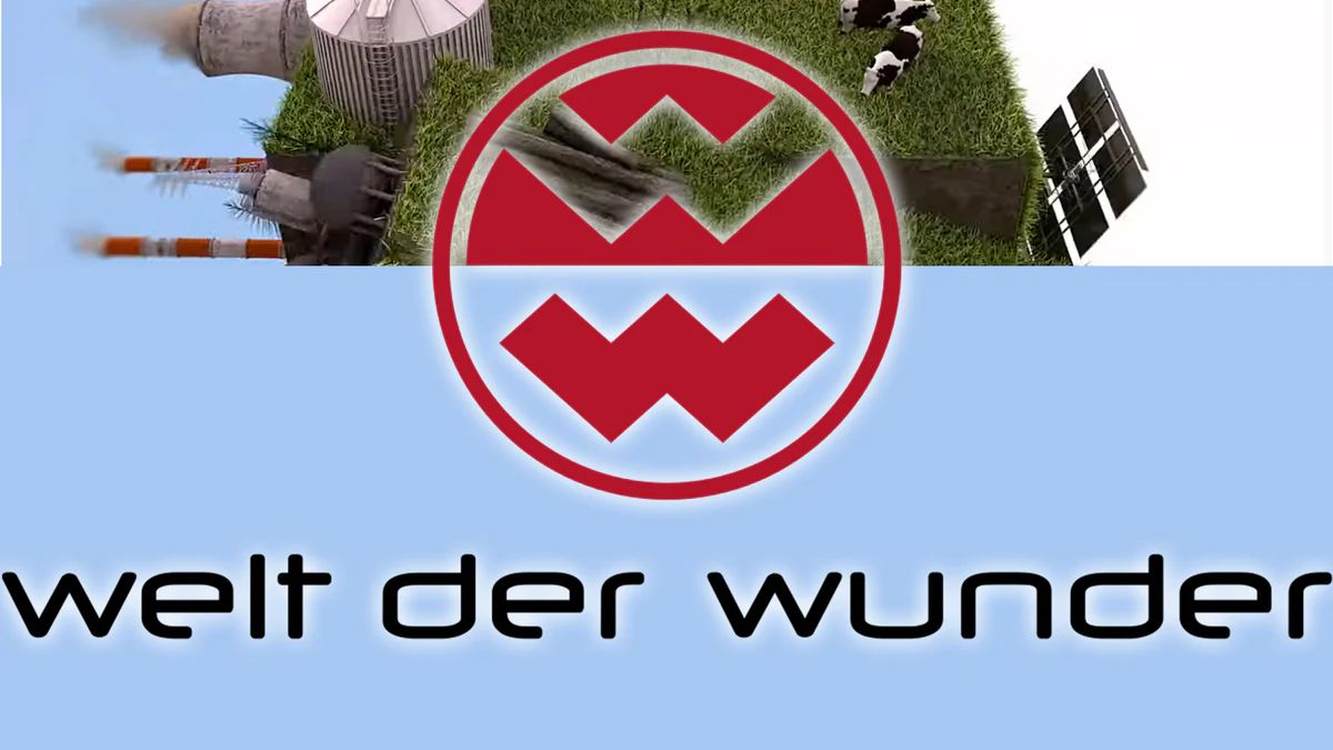 Logo der Sendung Welt der Wunder vor einer Nachhaltigkeitsgrafik